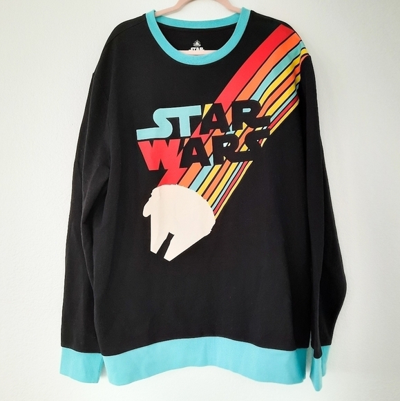 Disney Parks Star Wars Millennium Falcon Rainbow Sweatshirt XXL - Picture 1 of 4